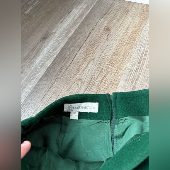 VTG Ilyse Hart LTD 100% Wool Skirt Pencil Skirt Green Festive Hippie Size 28 - Picture 4 of 9